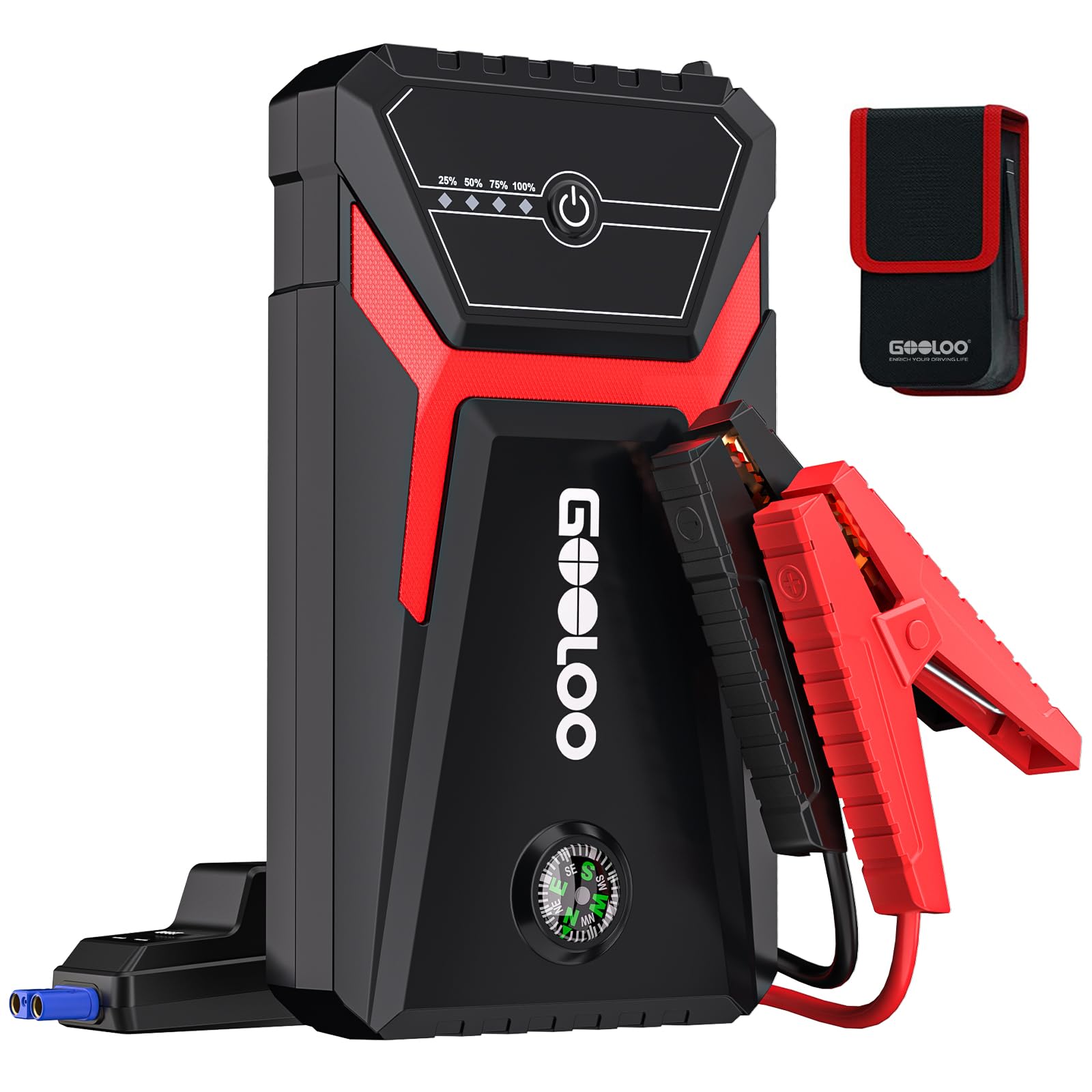 خرید از آمازون - پاوربانک GOOLOO GE1500 Jump Starter، 1500A Tip Starter، تقویت کننده باتری 12 ولتی خودرو فوق ایمن، پرش خودرو قابل حمل با کابل هوشمند جامپ استارتر، مناسب برای بنزین 6.0 لیتر و دیزل 4.0 لیتر 1500A - (GE1500)