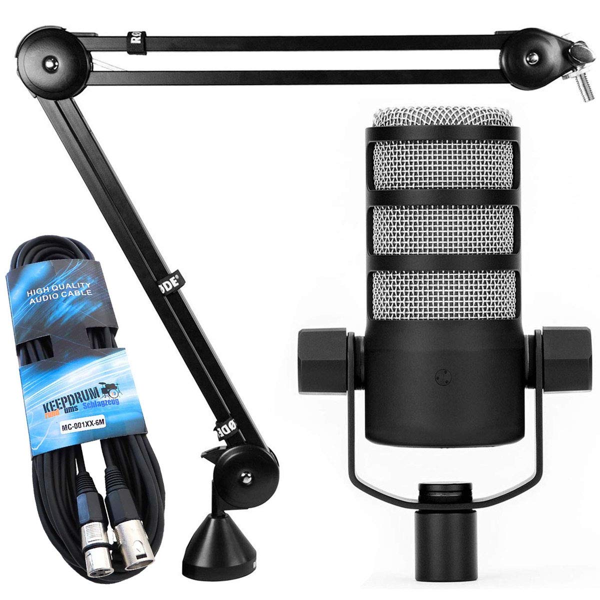 خرید از آمازون - میکروفون پادکست Rode Podmic + سه پایه میز بازوی مفصلی PSA1 + کابل Keepdrum XLR