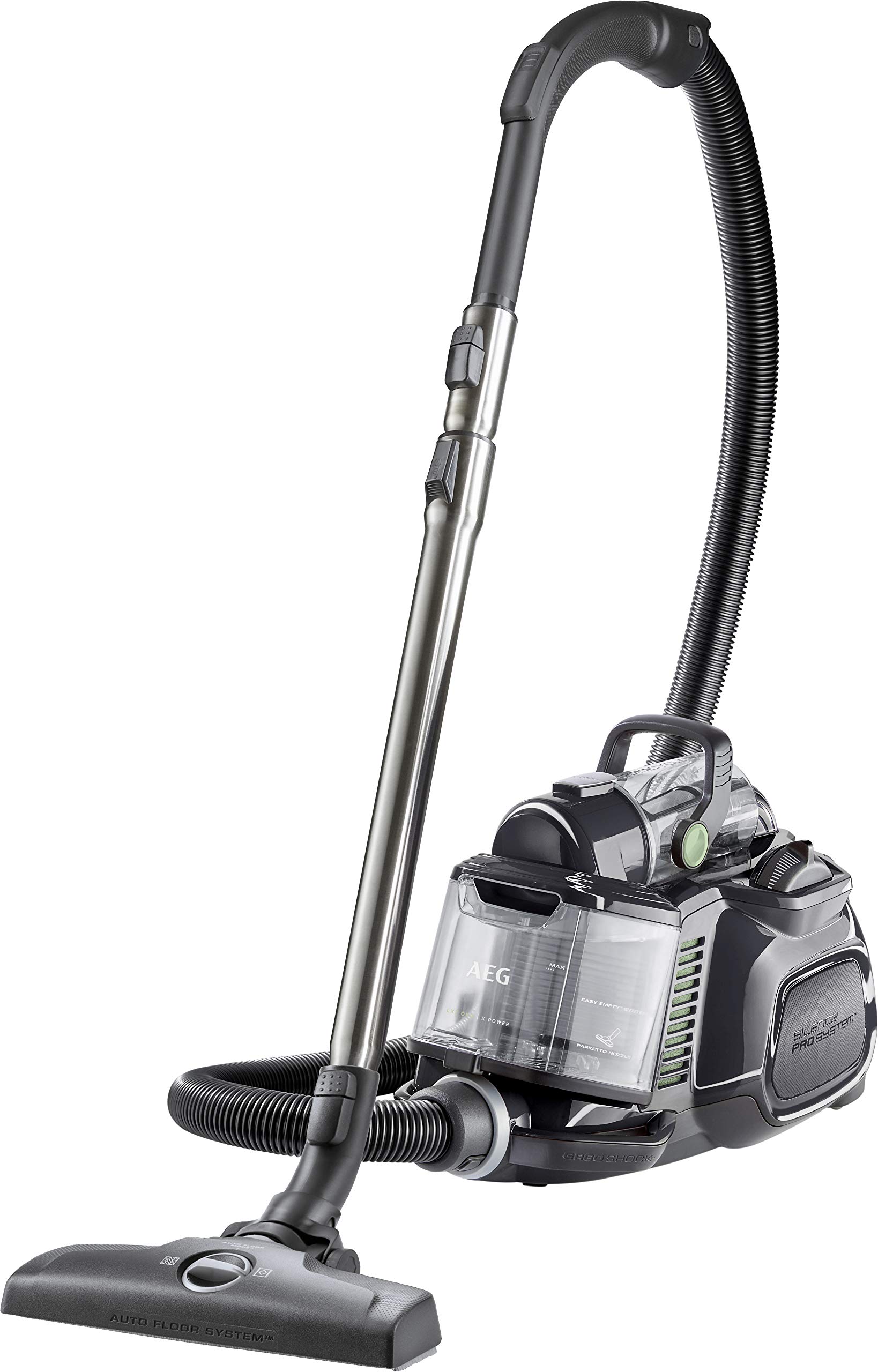 جاروبرقی بدون کیسه AEG LX7-2-ÖKOX (55% مواد بازیافتی، شامل نازل‌های اضافی، 750 وات، شعاع عملکرد 9 متر، مخزن گرد و غبار 1.4 لیتری، دسته ارگونومیک، فیلتر بهداشتی قابل شستشو، مشکی/سبز)