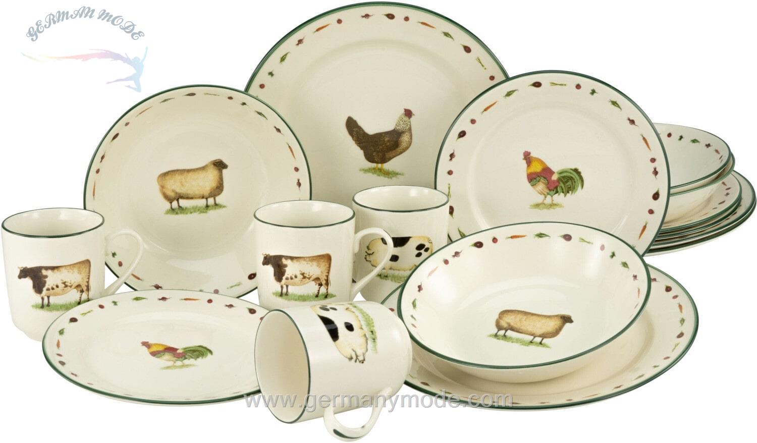 سرویس غذاخوری سفالی 16 پارچه 4 نفره کراتیبل CreaTable Kombiservice Farms Animals (16-tlg.)