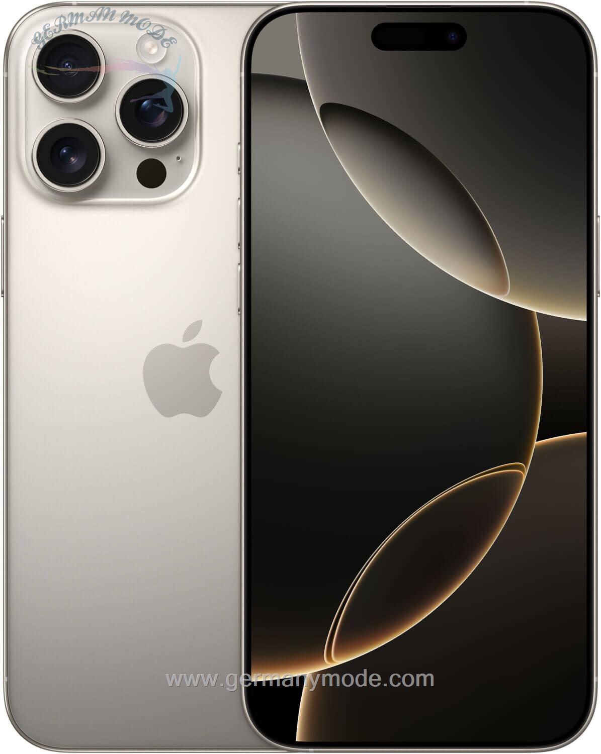 گوشی موبایل اپل آیفون 16 پرو مکس 1 ترابایت Apple iPhone 16 Pro Max Smartphone 17,4 cm/6,9 Zoll, 1000 GB Speicherplatz, 48 MP Kamera Titan Natur