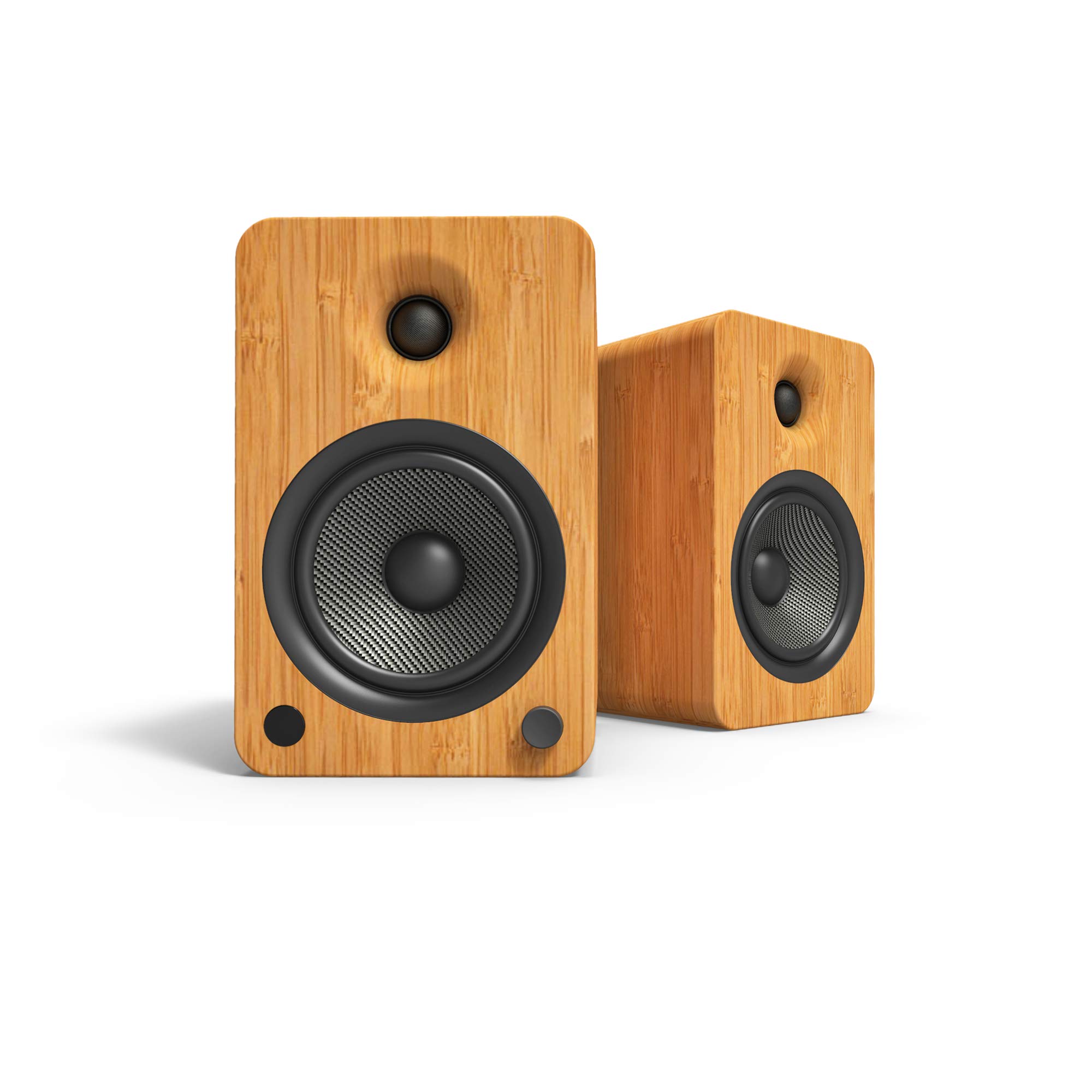 خرید از آمازون - Kanto YU6BAMBOO Powered Bookshelf Speakers with Bluetooth and Phono Preamp | 5.25" Kevlar Driver | 200W Peak Power | Pair | Bamboo