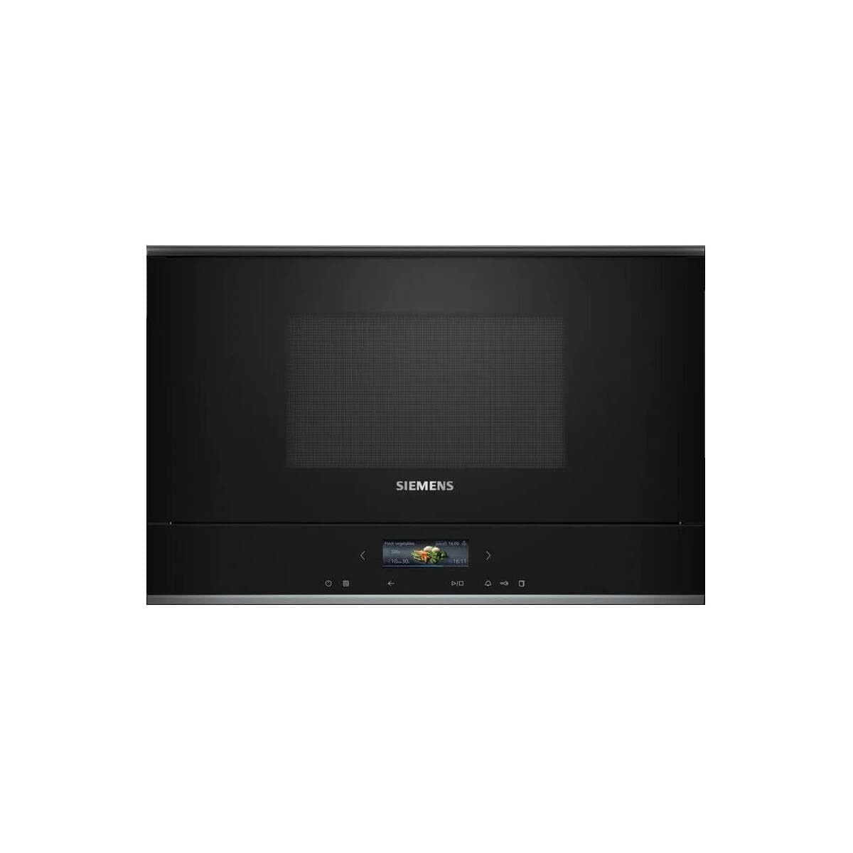 مایکروویو توکار زیمنس BE732R1B1 iQ700، مشکی، cookControl10 - برنامه‌های خودکار، humidClean Plus - تمیز کردن داخلی، فناوری اینورتر مایکروویو، صفحه نمایش لمسی کامل TFT، مایکروویو توکار با گریل