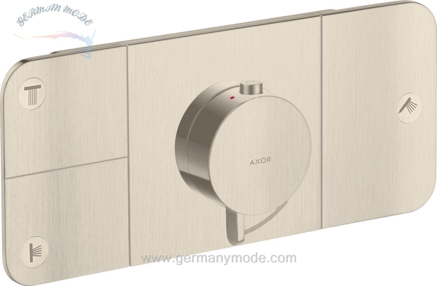 شیر حمام توکار هانس گروهه آلمان Hansgrohe Axor One Thermostatmodul Unterputz für 3 Verbraucher 45713 Brushed Nickel 45713820