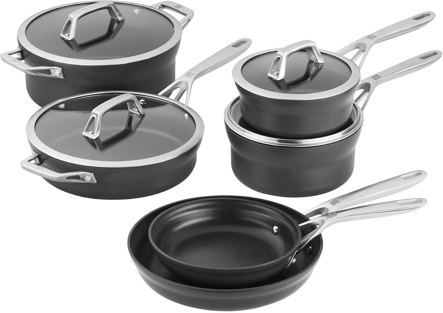 سرویس قابلمه و ماهیتابه 6 پارچه زولینگ ZWILLING Motion ظروف آشپزی آنودایز سخت نچسب 10 تکه ، خاکستری