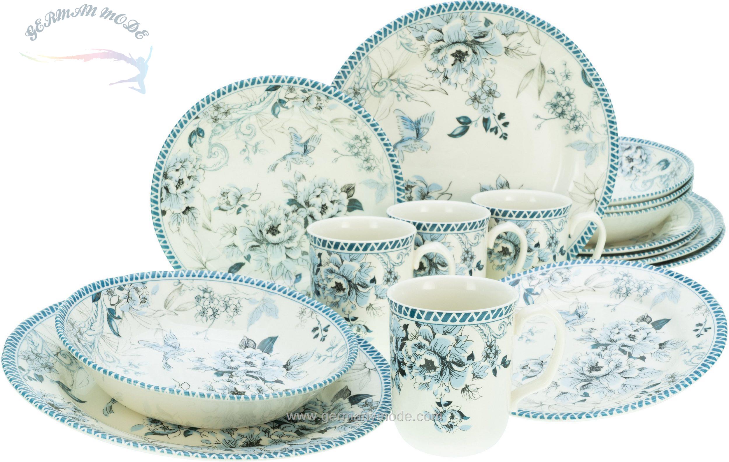 سرویس غذاخوری سفالی 16پارچه 4 نفره کراتیبل CreaTable Kombiservice Vintage Garden (16-tlg), Steingut, romantisches Blumenmotiv