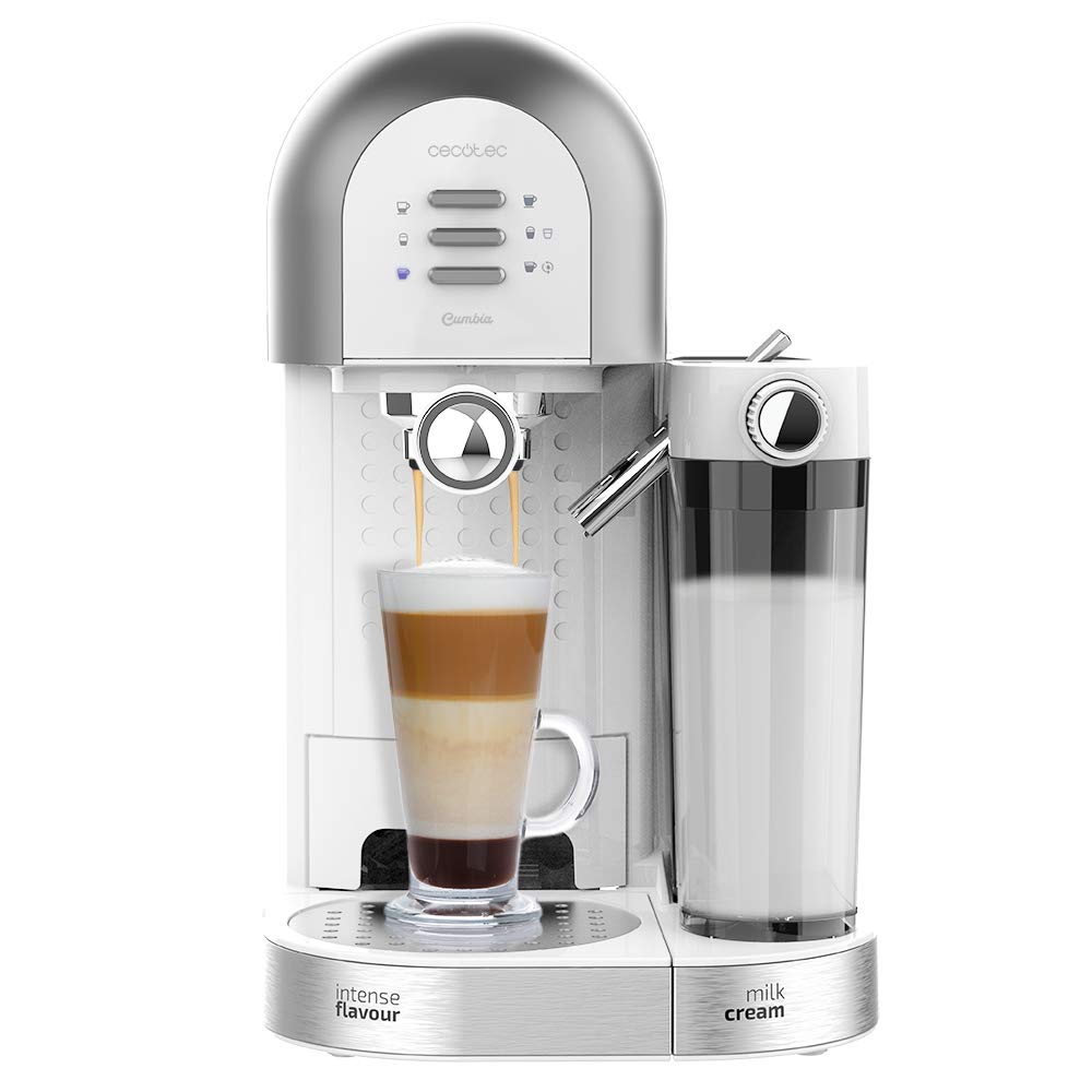 قهوه فوری نیمه اتوماتیک Cecotec سری Power-ccino 20 Chic Bianca. برای قهوه آسیاب شده و کپسولی ۲۰ بار، مخزن شیر ۰.۷ میل