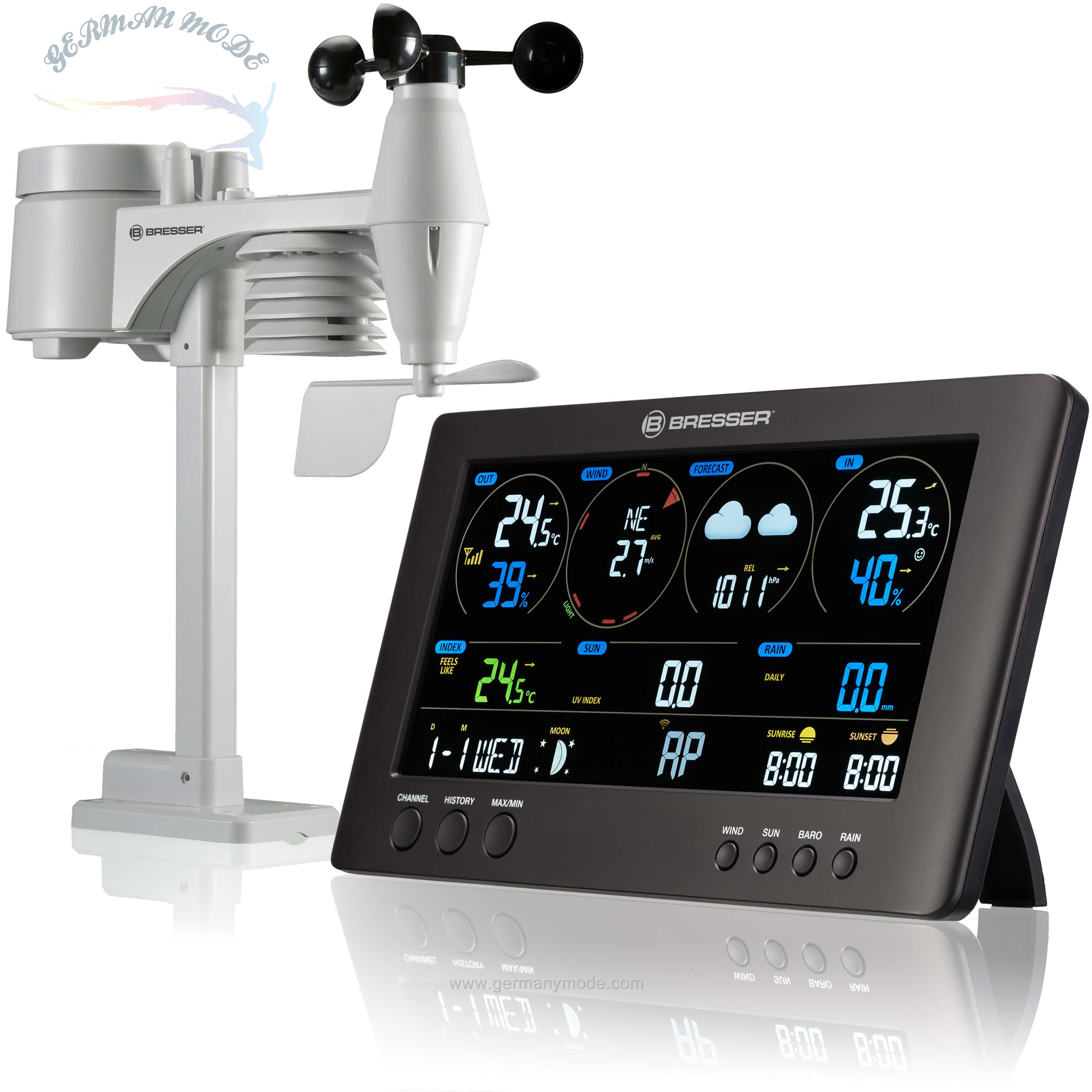 دستگاه هواشناسی دیجیتال برسر آلمان BRESSER WLAN ClearView Wettercenter mit 7-in-1 Profi-Sensor