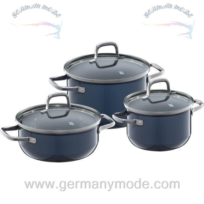 سرویس قابلمه درب شیشه ای 3 پارچه وی ام اف آلمان WMF FUSIONTEC ESSENTIAL TOPF-SET, 3-TEILIG, BLUEBERRY