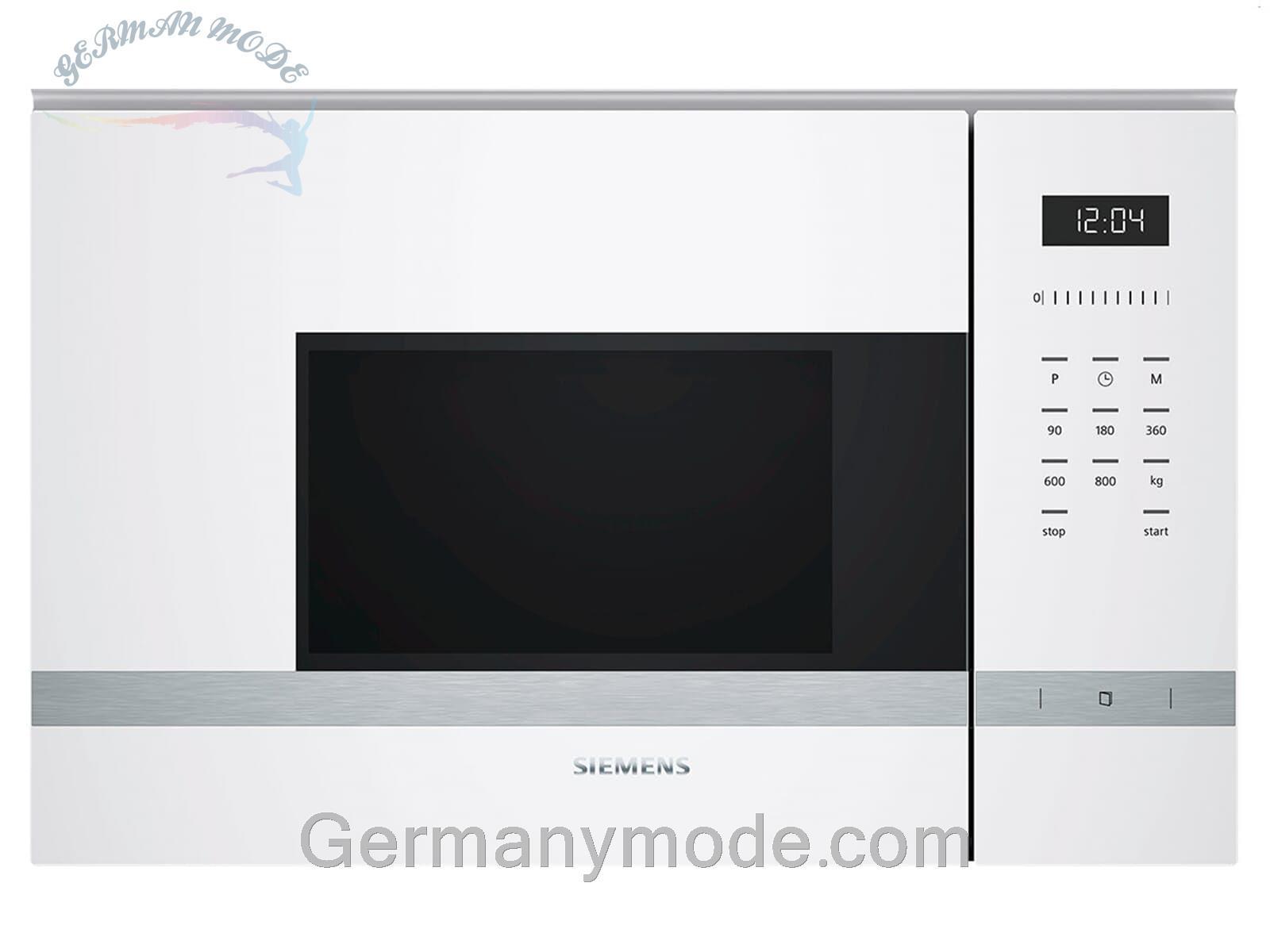 مایکروویو زیمنس آلمان Siemens BF525LMW0 توکار ۵۹.۴ سانتی‌متر، ساعت الکترونیکی، درب چرخان از کنار، سفید