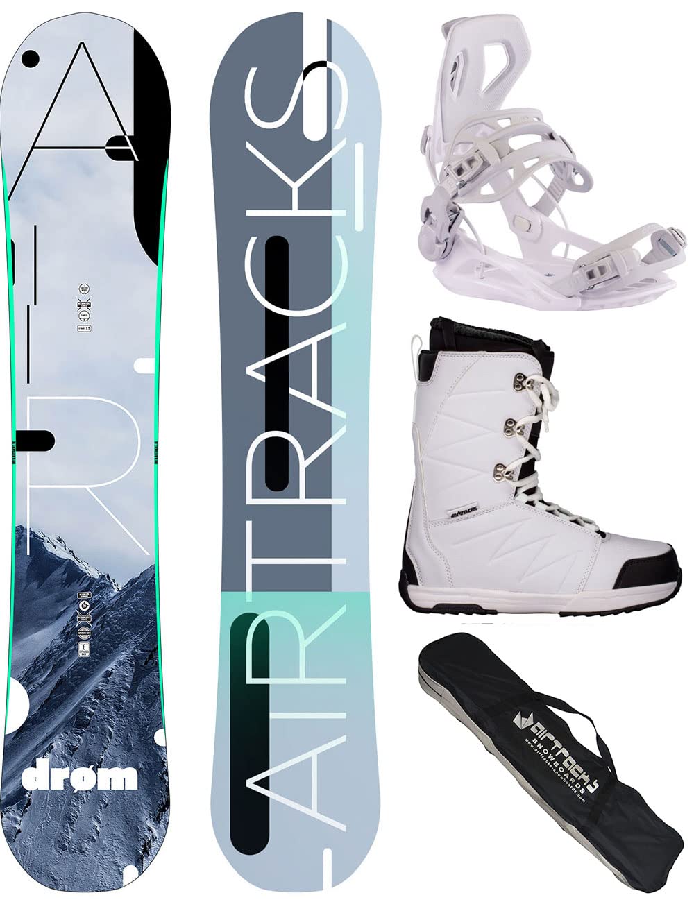 Airtracks Damen Snowboard-Set Drom Rocker + Bindung Master W Fastec + Boots + Sb Bag 140 145 150 155 cm Snowboard 140 cm Boots Star W 37