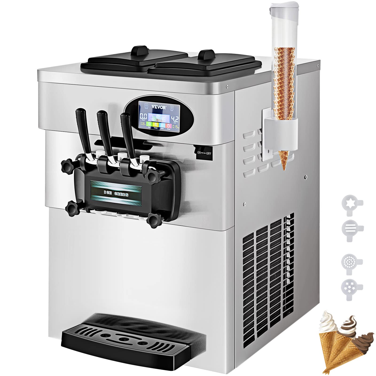 خرید از آمازون - بستنی ساز برقی GIOEVO Soft 2200W 3 Flavors بستنی ساز نرم ماست Sorbetto Electric Coffee Cream 3 Flavors بهره وری 20-28 لیتری دستگاه تجاری