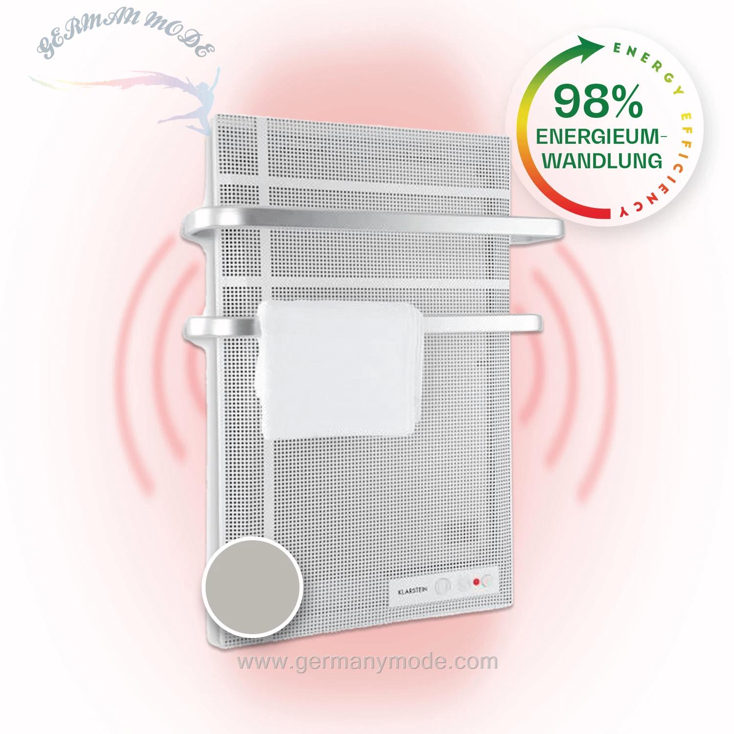 بخاری پنل گرمایش مادون قرمز حوله خشک کن کلارشتاین آلمان Klarstein Hot Spot Wave Heizpanel Heizpanel, Infrarot-Heizung Silber