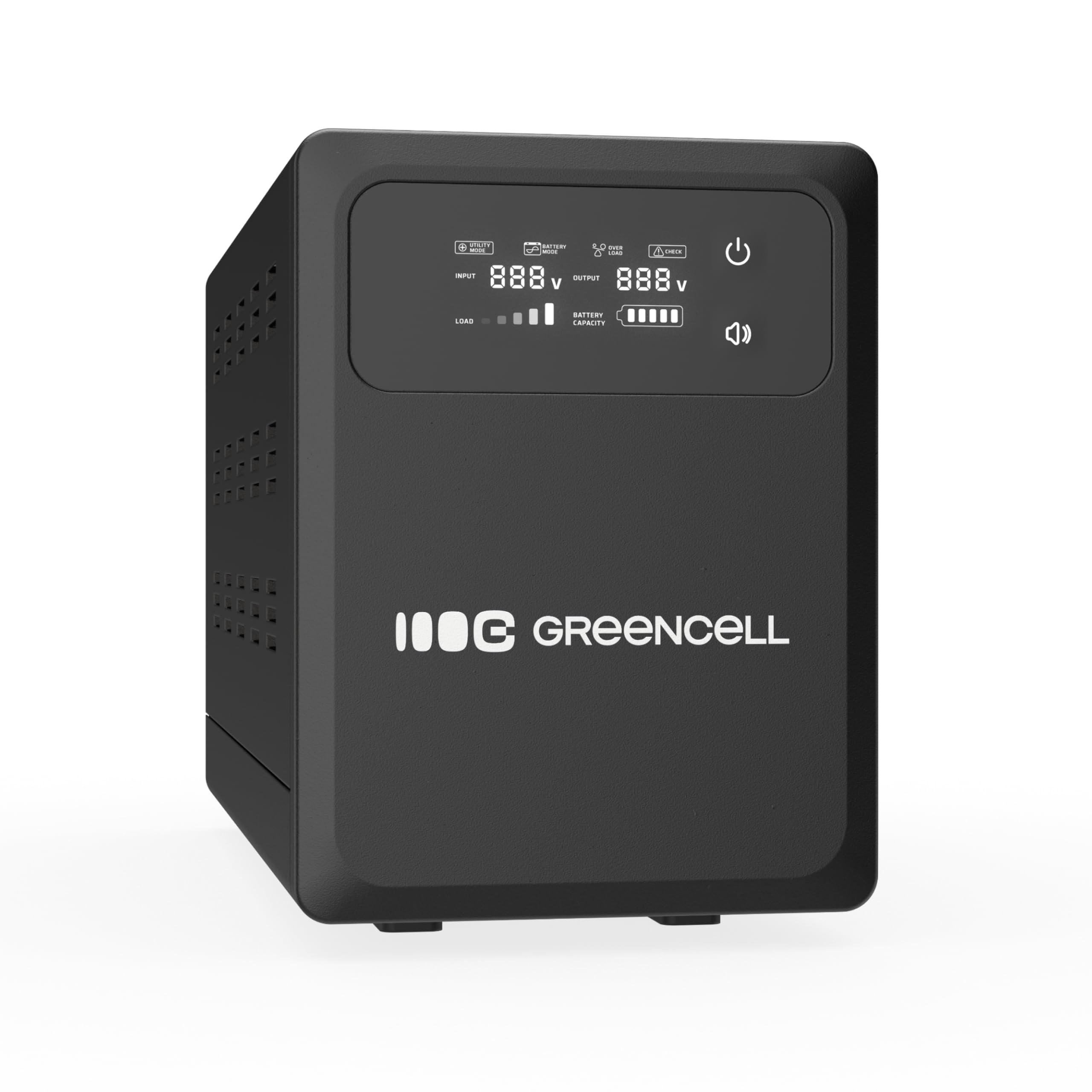 یو پی اس Green Cell 1500VA 1000W PowerCore، منبع تغذیه اضطراری با نمایشگر LCD، یو پی اس AVR با موج سینوسی خالص، اتصال باتری خارجی، محافظت در برابر ولتاژ اضافی، گرمای بیش از حد، قطع برق