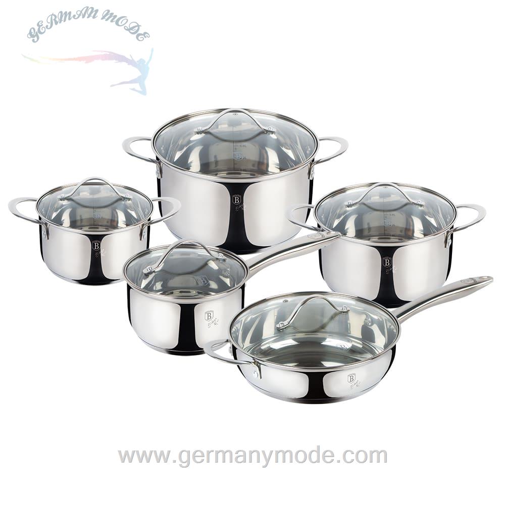 سرویس قابلمه ماهیتابه 10پارچه سوتین برلینگر هاوس مجارستان BerlingerHaus10-PIECE COOKWARE SET BH 6660 SILVER JEWELLERY COLLECTION