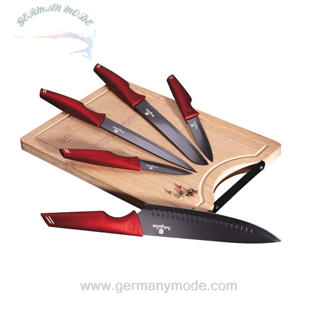 ست چاقو تخته برش بامبو برلینگر هاوس مجارستان BERLINGER HAUS KNIFE SET / BAMBOO CUTTING BOARD BH-2704 BURGUNDY