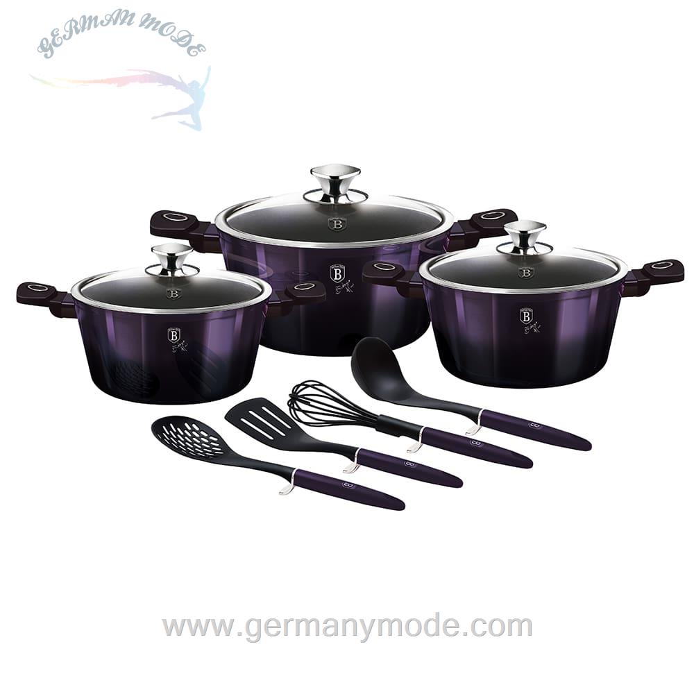 سرویس قابلمه کفگیر ملاقه 10 پارچه برلینگر هاوس مجارستان BerlingerHaus 10-PIECE COOKWARE SET BH 7141 PURPLE ECLIPSE COLLECTION