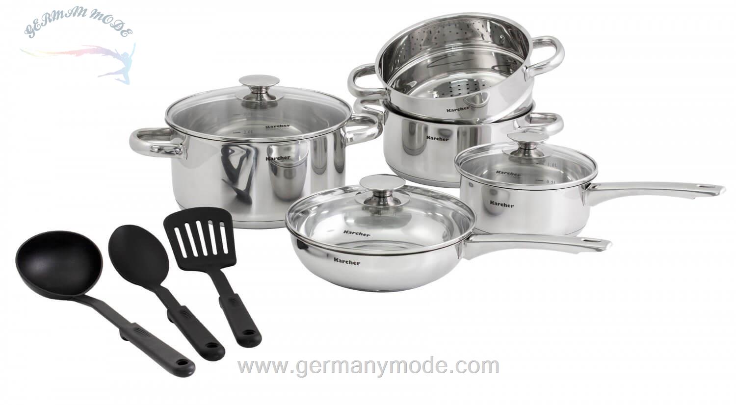 سرویس قابلمه 11 پارچه کرشر آلمان Karcher Kochtopfset Jule Edelstahl Induktion 11-teilig