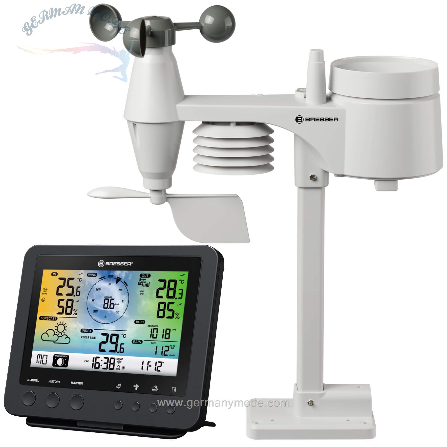 دستگاه هواشناسی دیجیتال برسر آلمان BRESSER WLAN Farbwettercenter mit 5-in-1 Profi-Sensor