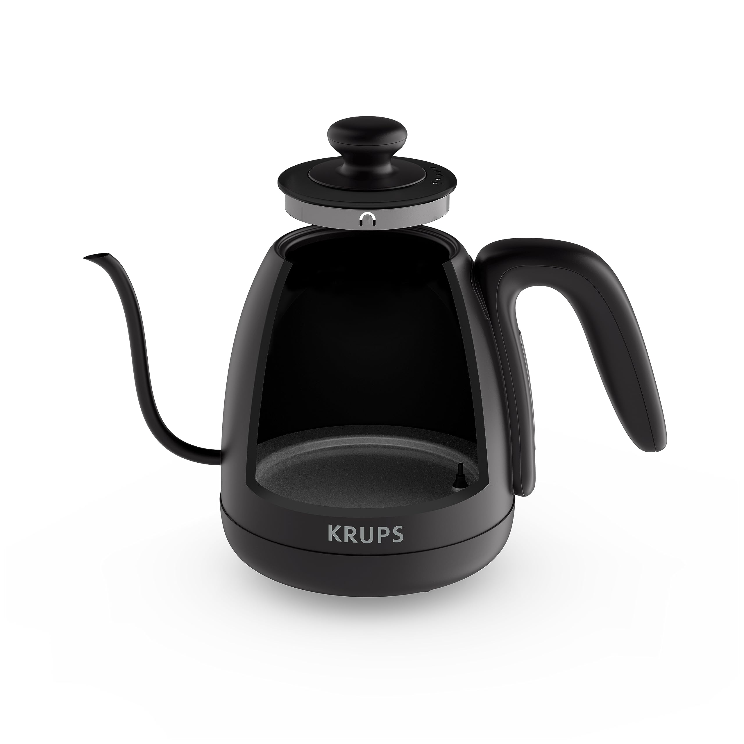 کتری برقی گردن غازی Krups BW9238 Café Control Kettle Gooseneck | دهانه غاز | ظرفیت 1 لیتر | صفحه نمایش دیجیتال | 8 تنظیمات | زمان گرم شدن 30 دقیقه | مات مشکی
