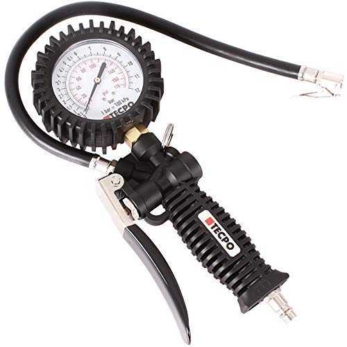 خرید از آمازون - لاستیک باد فشرده TECPO تفنگ پرکن تایر 0-12 بار 0-170 PSI دستگاه اندازه گیری لاستیک 1/4 اتصال فشار هوا