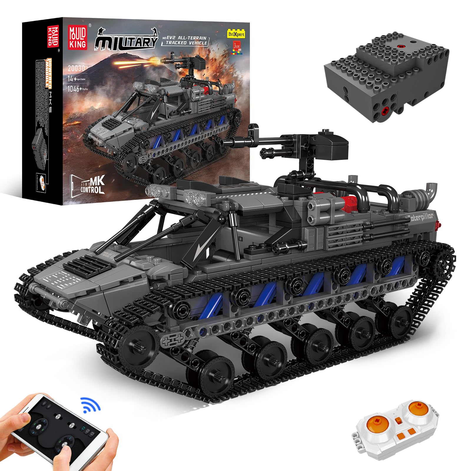 خرید از آمازون - Mold King 20030 Technology Tracked Vehicle Building Blocks Model, 1046 Piece Remote Controlled Vehicle Toy Kit به عنوان هدیه/اسباب بازی/کلکسیون