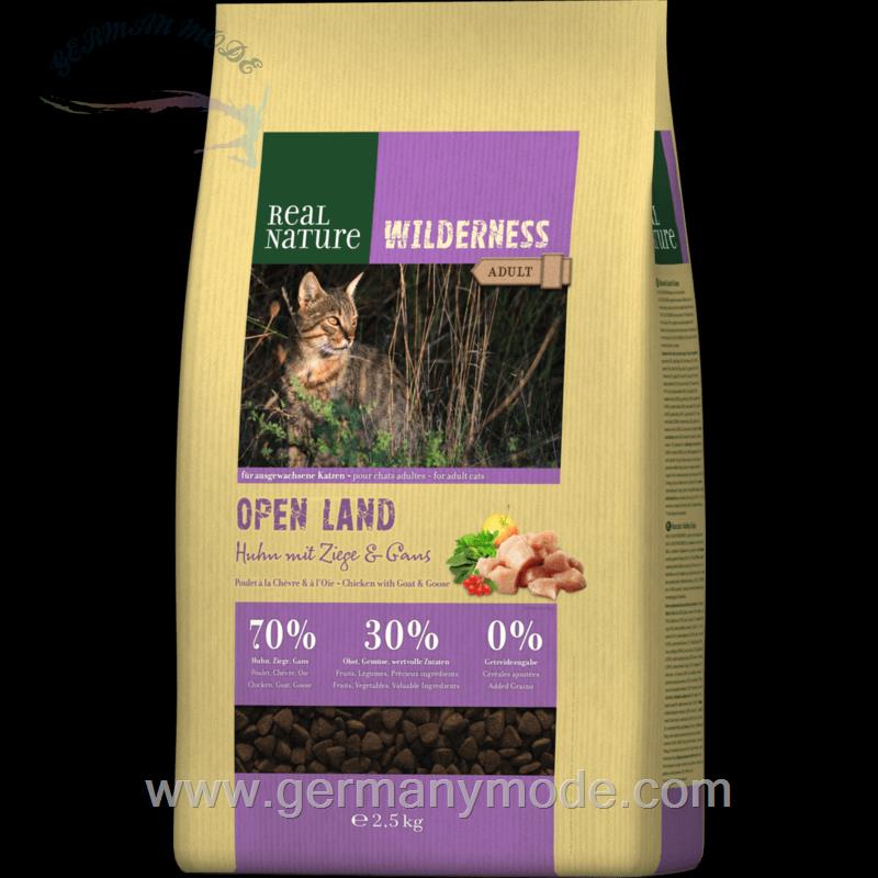 غذا خشک گربه با طعم مرغ وبزوغاز رئال نیچا آلمان REAL NATURE WILDERNESS Open Land Adult 2-5kg