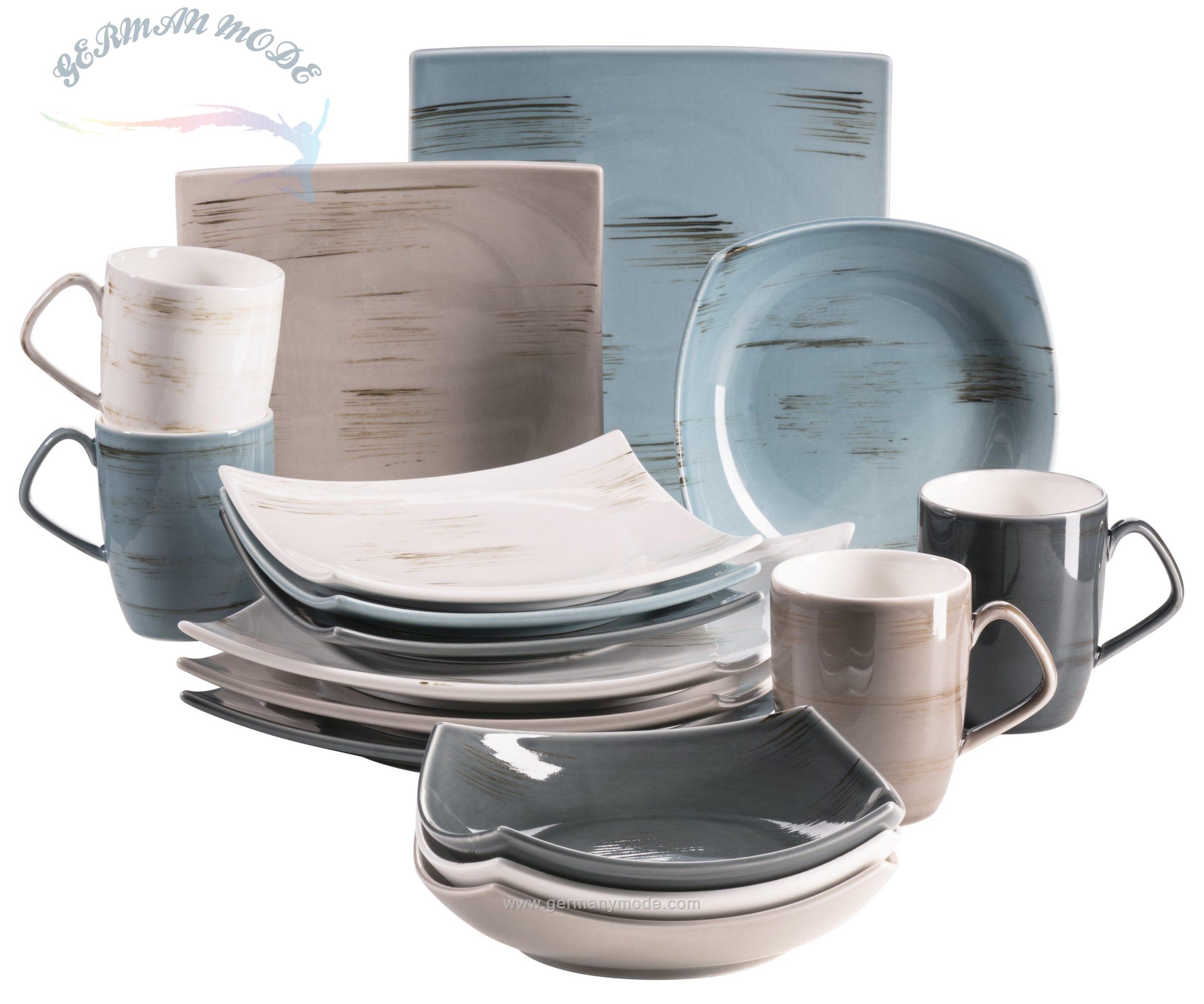 سرویس غذاخوری چینی 16 پارچه 4 نفره ماسر اتریش Mäser Kombiservice Derby Durable eckig (16-tlg.)