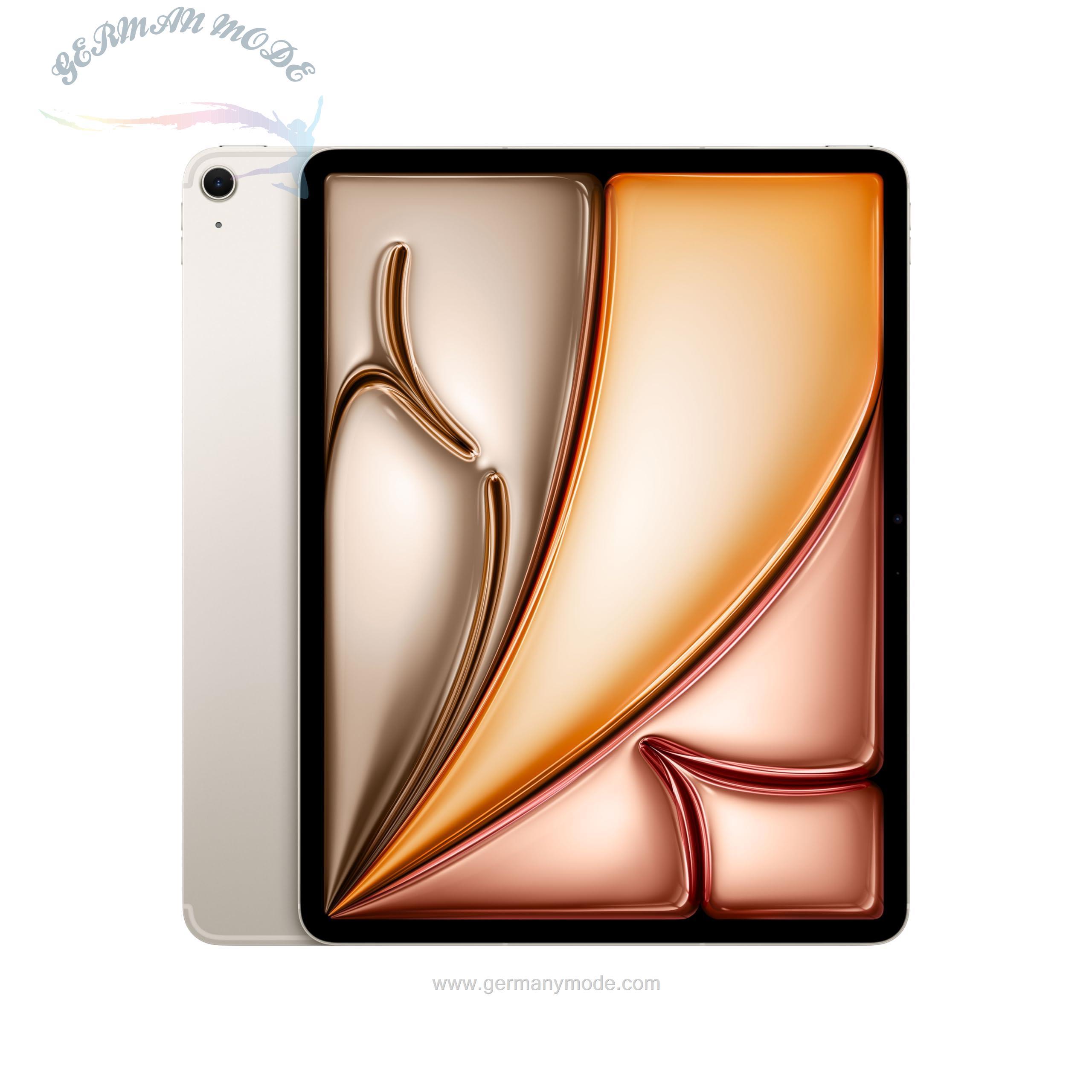 تبلت آیپد اپل اورجینال 13 اینچی iPad Air (M2): صفحه نمایش مایع شبکیه چشم، 128 گیگابایت، دوربین جلو با فرمت افقی 12 مگاپیکسلی/دوربین عقب 12 مگاپیکسلی، شناسه لمسی، باتری برای تمام روز گیگابایت Wi- Fi + تلفن همراه