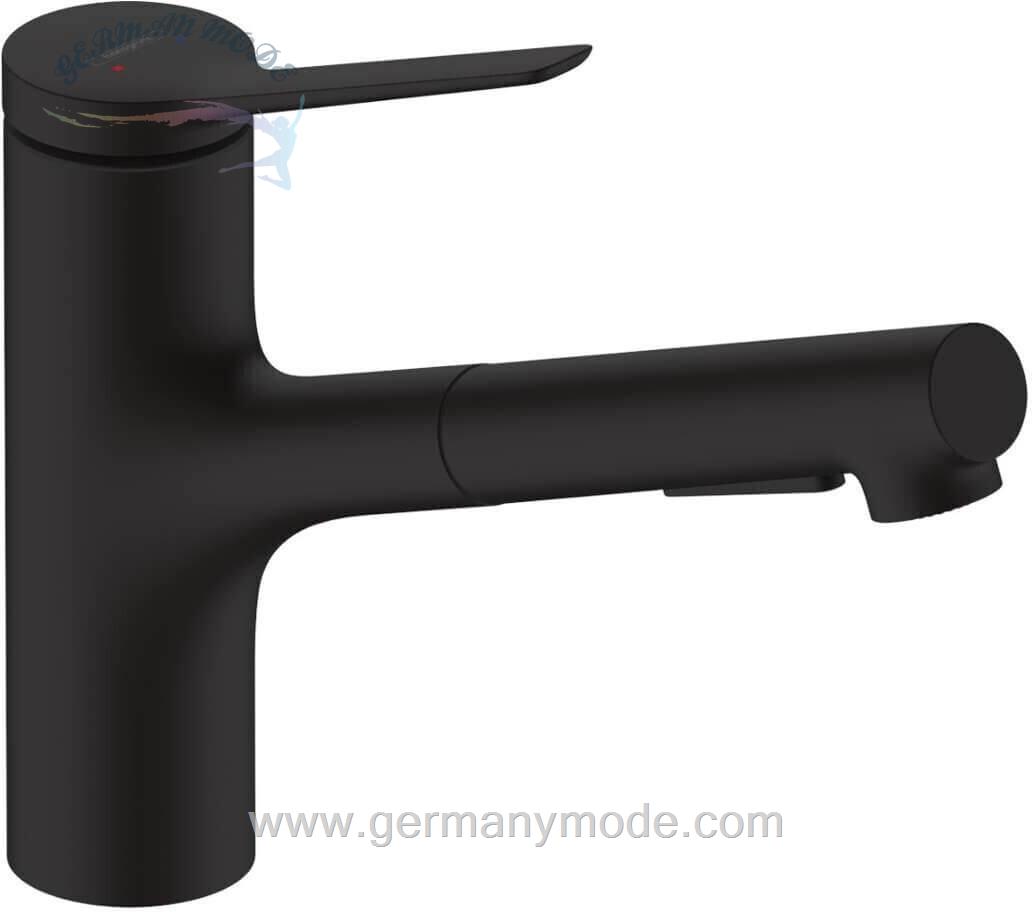 شیر مخلوط ظرفشویی شلنگ دار هانس گروهه آلمان Hansgrohe Zesis M33 214mm Einhebel Küchenarmatur schwarz matt 74800670