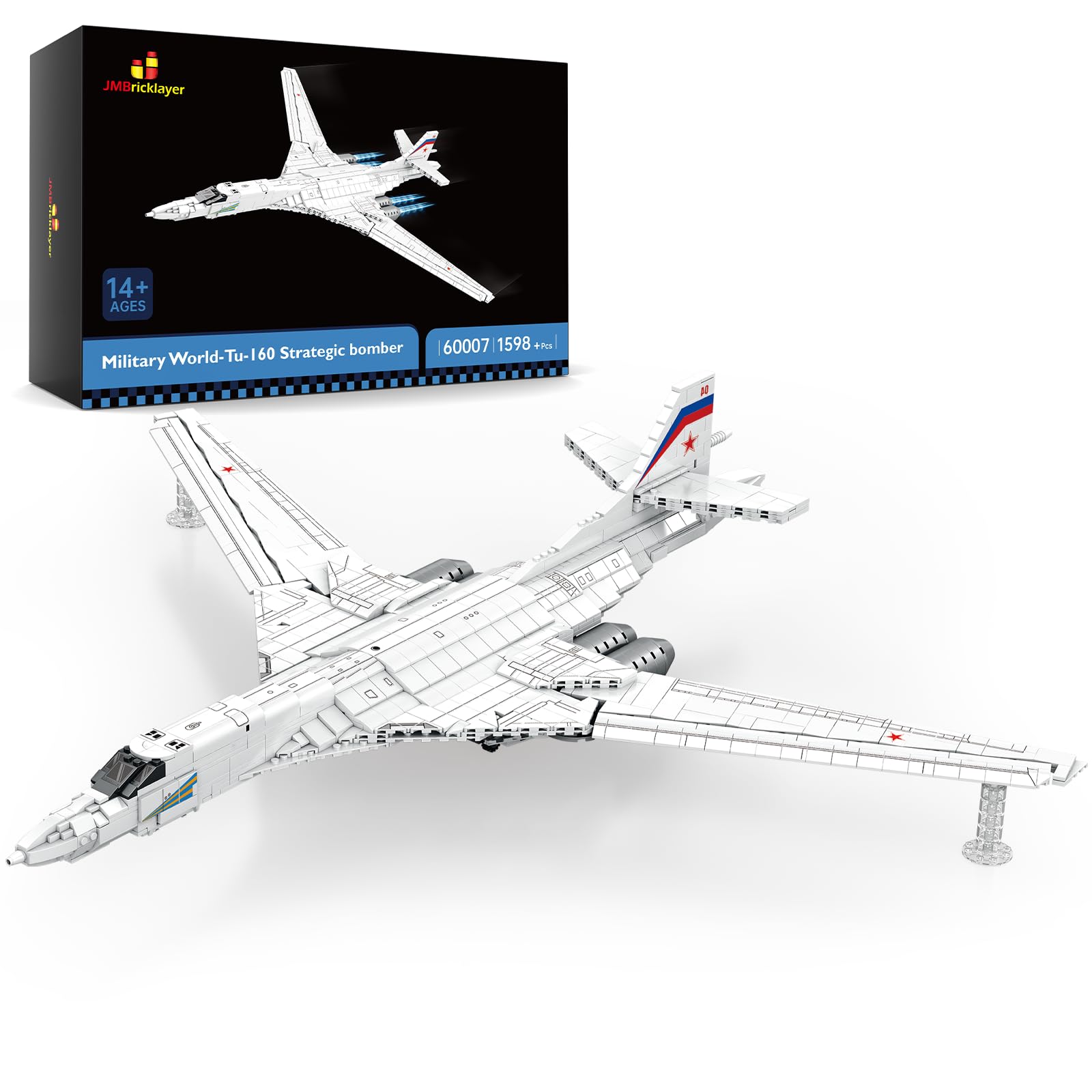 خرید از آمازون - JMBricklayer هواپیما Building Block Set 60007 Tu-160 Military Strategic Bomber Fighter Plane اسباب بازی برای بزرگسالان هدایای کلکسیونی هواپیما برای سنین 14+ و بزرگسالان