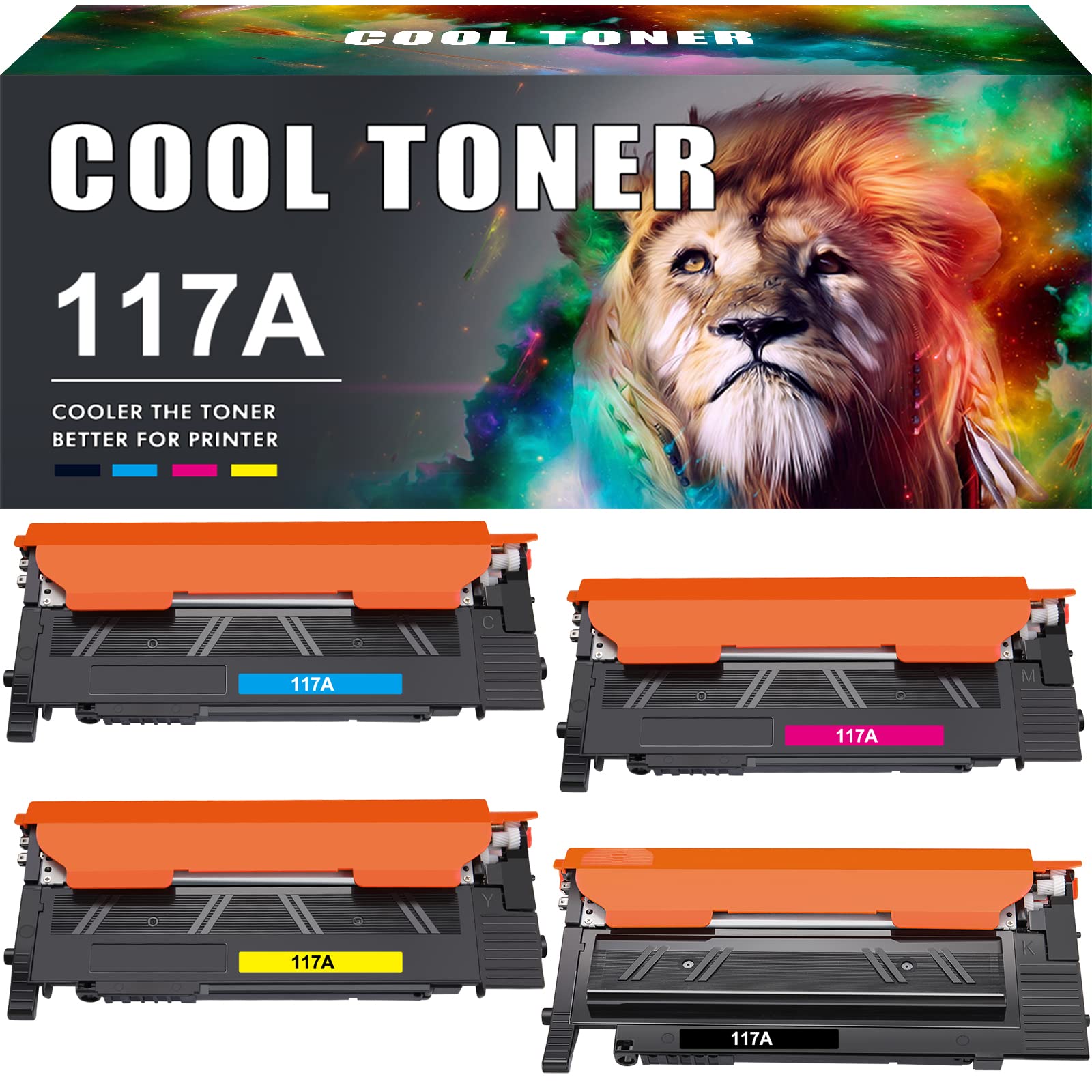 خرید از آمازون - تونر خنک سازگار برای مجموعه تونر HP 117A به عنوان جایگزینی برای لیزر رنگی MFP 178nwg 179fwg 150nw 179fnw 150a 178nw W2070A W2071A W2072A W2073A Yellow Cartridge (Yellow) یان سیاه