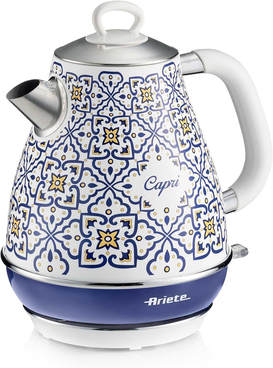 کتری برقی با طراحی آریته ایتالیا Ariete Capri bollitore 1,7 l 2869/0C، ظرفیت 1.7 لیتر، با فیلتر قابل جابجایی و پایه شارژی 360 درجه، طراحی مدیترانه ای، 2000 وات