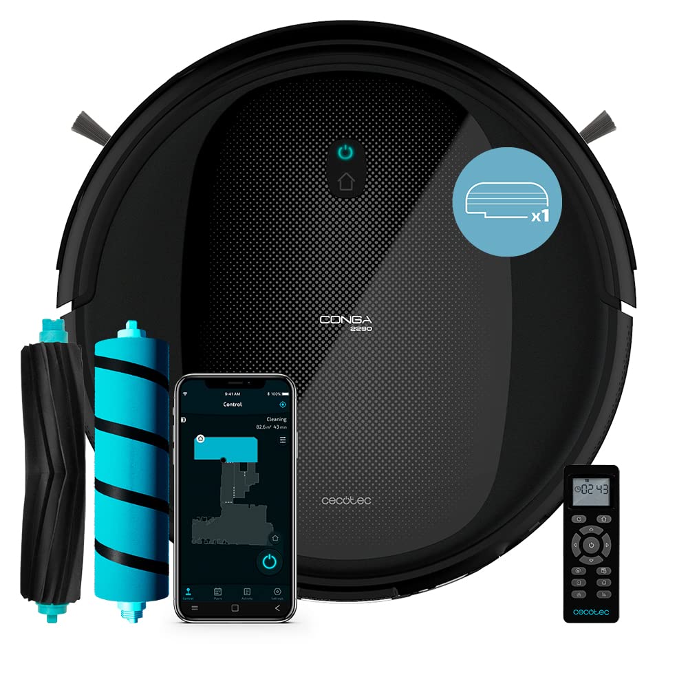 جارو رباتیک سکوتک اسپانیا Cecotec Conga 2290 Ultra T فناوری ۴ در ۱، کنترل برنامه، نقشه مجازی، ۳ حالت تی کشیدن، برس مخصوص حیوانات خانگی