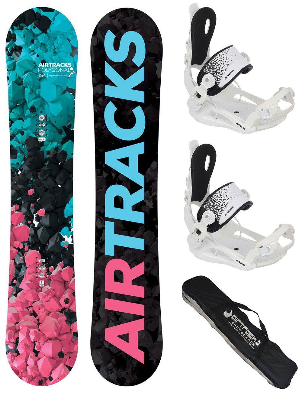 ست اسنوبرد زنانه Airtracks / چند ضلعی اسنوبرد خانم + Binding Master Fastec W + SB Bag / 138 144 148 154 / سانتی متر طول تخته 138 سانتی متر صحافی M