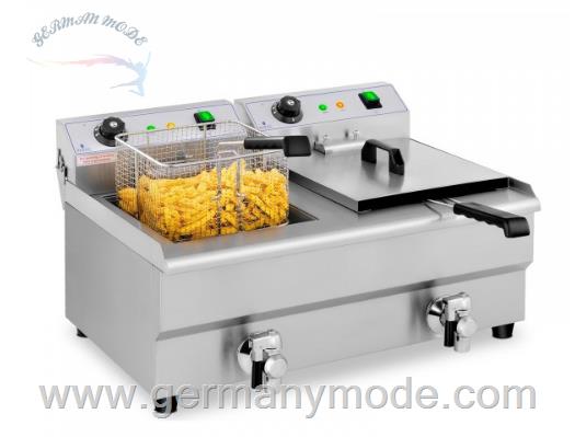 دستگاه سرخ کن برقی 2 لگن رومیزی شیردار رویال کترینگ آلمان Royal Catering RCEF 13DB