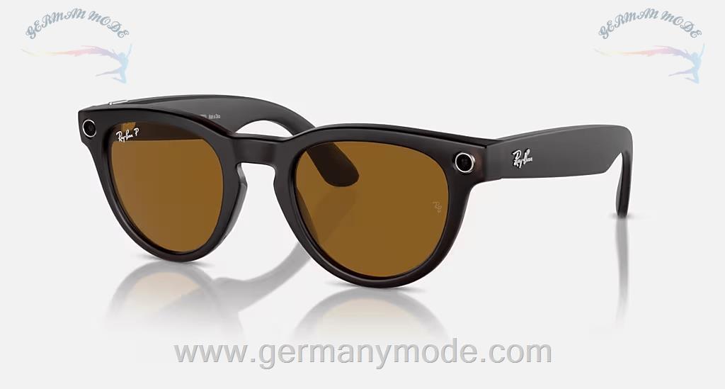 عینک زنانه هوشمند متا ریبن ایتالیا RAY-BAN | META HEADLINER RAHMEN Matt Rebell Schwarz GLÄSER Braun