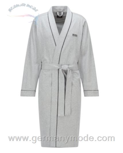 روبدوشامبر مردانه هوگو باس آلمان BOSS MORGENMANTEL AUS GEBÜRSTETER BAUMWOLLE IM KIMONO-STIL MIT LOGO GRAU
