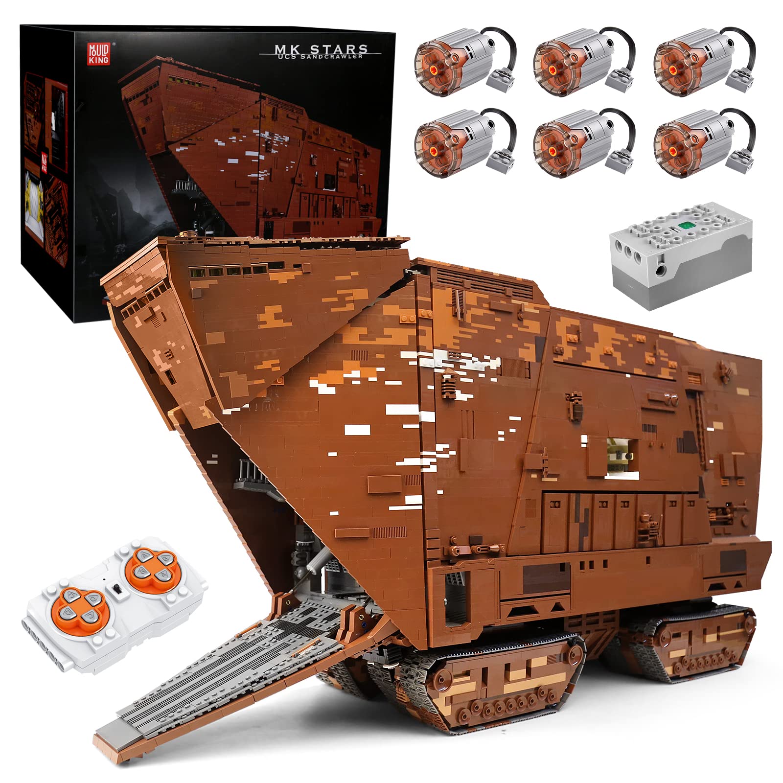خرید از آمازون - Sandcrawler کنترل از راه دور فناوری Mold King 21009، مدل 13168 Parts 2.4G/App RC Sand Crawler UCS MOC Kit سازگار با SANDCRAWLER WITH FULL Interior E-UCS Sandcrawler