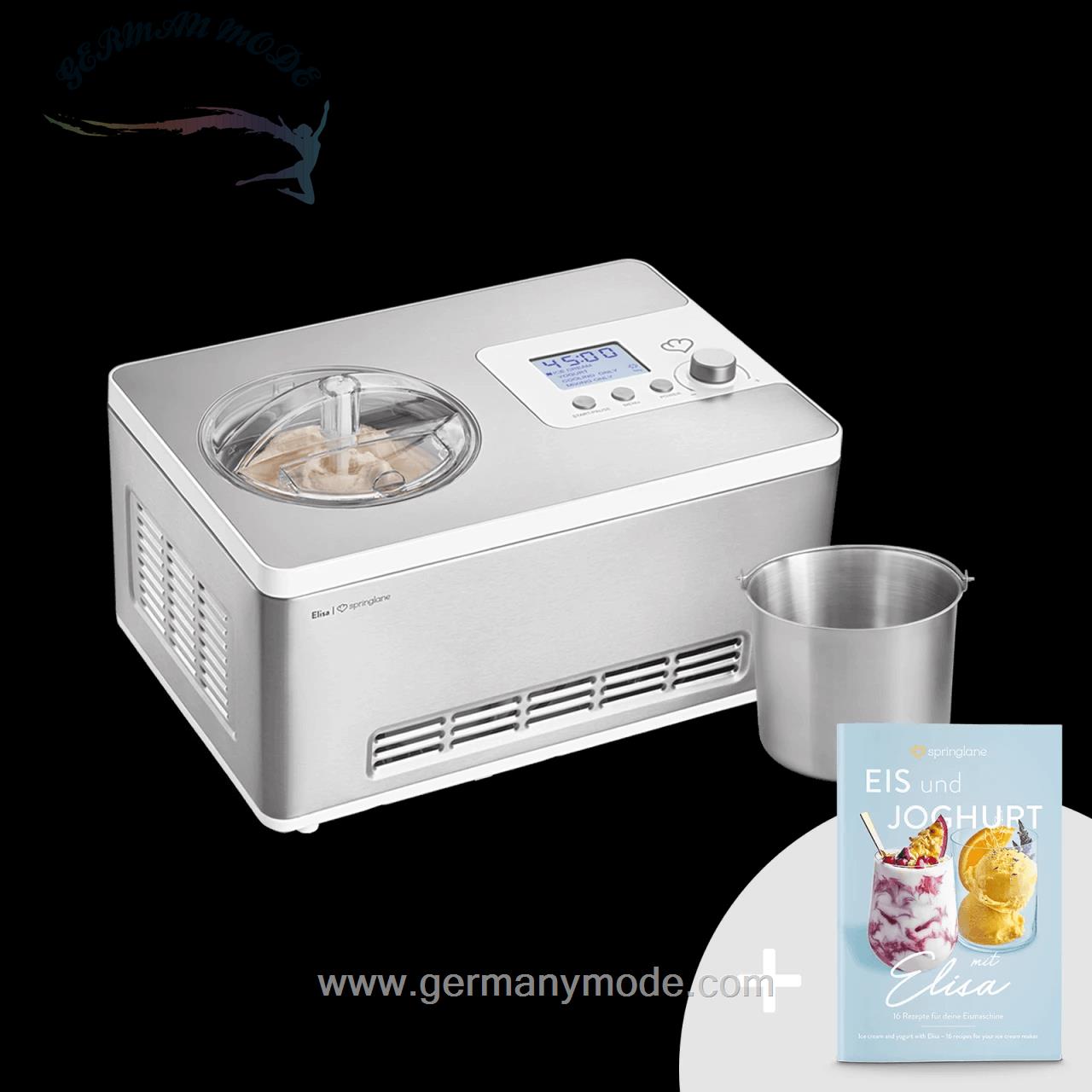 بستنی و ماست ساز خانگی کمپرسوردار 2 لیتری اسپرینگلن آلمان Springlane Elisa 2-in-1 Eismaschine und Joghurtbereiter 2,0 l