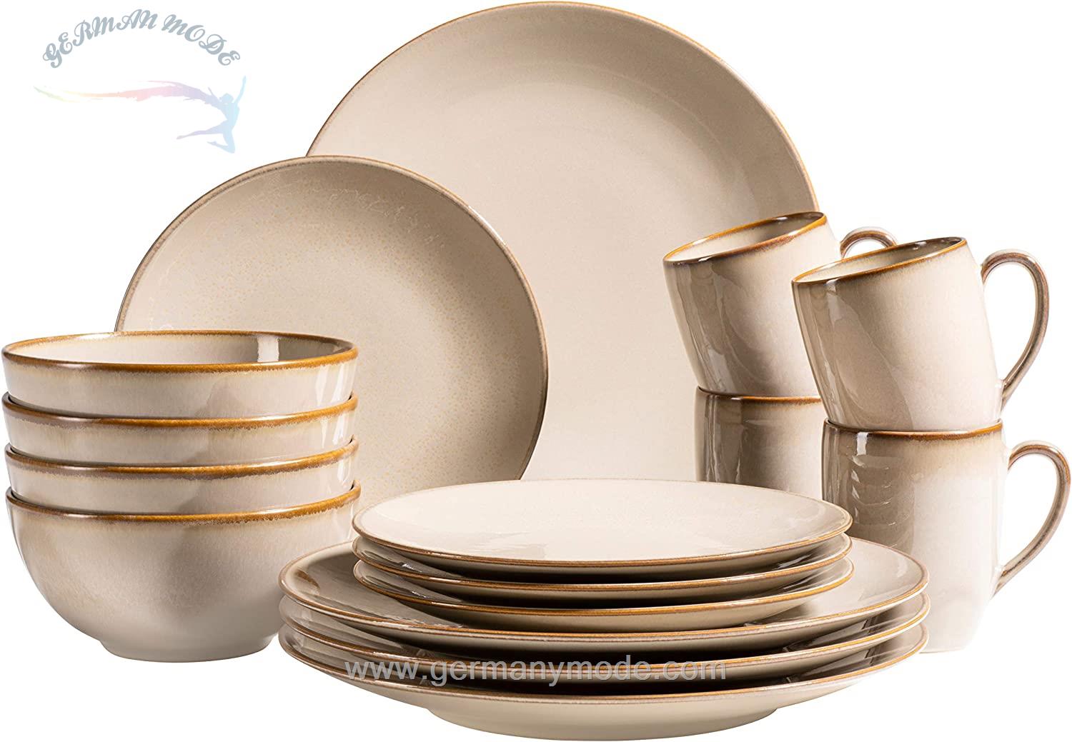 سرویس غذاخوری اوسیا سرامیک 16 پارچه 4 نفره ماسر اتریش MÄSER 931872 Ossia Series Crockery Set For 4 People, Vintage Mediterranean Look