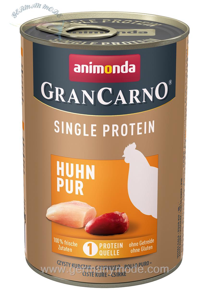 غذا مرطوب سگ با مرغ و گوشت و بوقلمون آنیموندا آلمان Animonda GranCarno Single Protein 6x400g Huhn pur