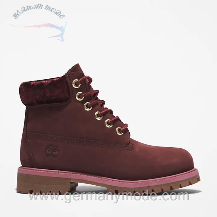 بوت ضد آب بچگانه تیمبرلند آمریکا TIMBERLAND PREMIUM 6 INCH BOOT FÜR JUGENDLICHE IN BURGUNDERROT