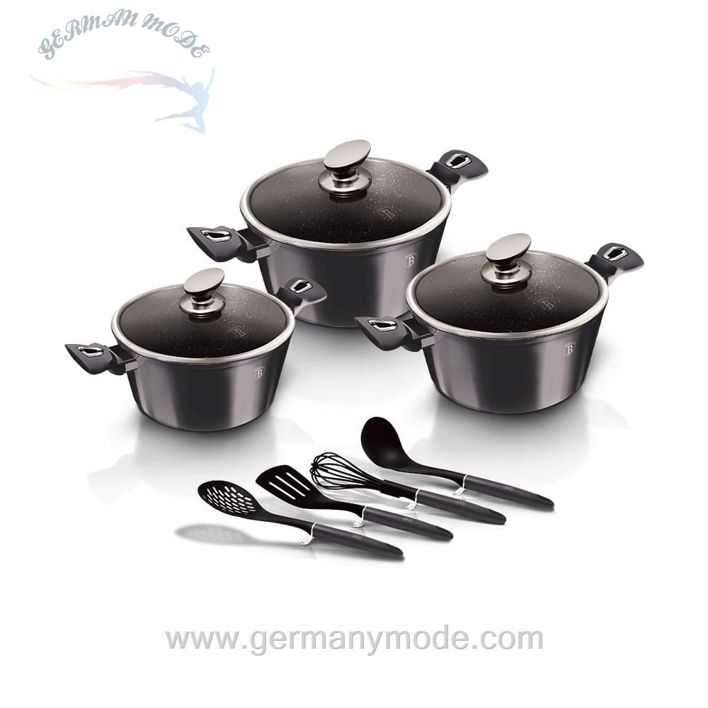 سرویس قابلمه کفگیر ملاقه 10 پارچه برلینگر هاوس مجارستان BerlingerHaus10-PIECE COOKWARE SET BH 6919 METALLIC LINE CARBON PRO EDITION