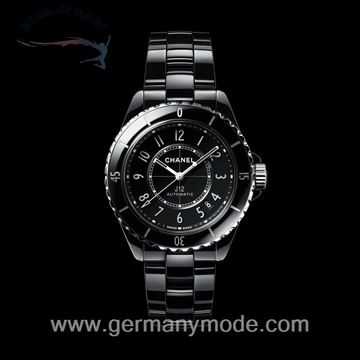 ساعت مچی سرامیکی زنانه مردانه شنل فرانسه CHANEL J12 KALIBER 12.1 UHR, 38 MM Extrem widerstandsfähige schwarze