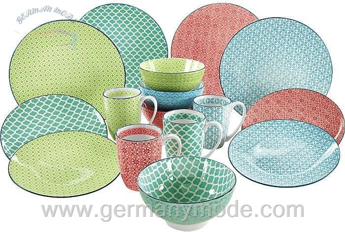 سرویس غذاخوری سرامیک 16 پارچه 4 نفره کراتیبل CreaTable Mediterran Kombiservice 16-teilig