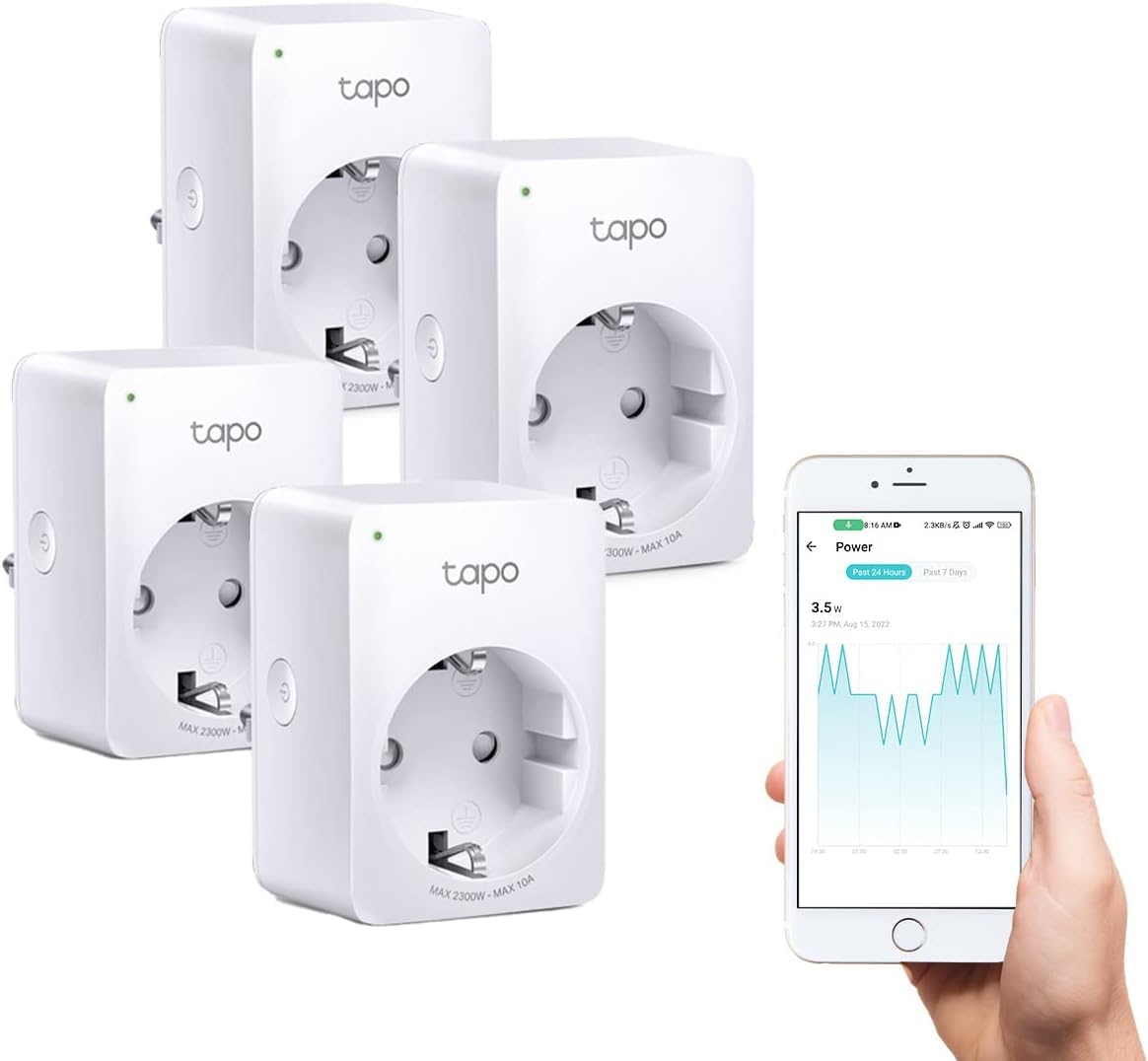 پریز هوشمند وای فای TP-Link Tapo Tapo P110 با کنتور انرژی، پریز هوشمند الکسا برای خانه، سازگار با الکسا، گوگل هوم، کنترل صوتی، دسترسی از راه دور، بسته کوچک ۴ عددی
