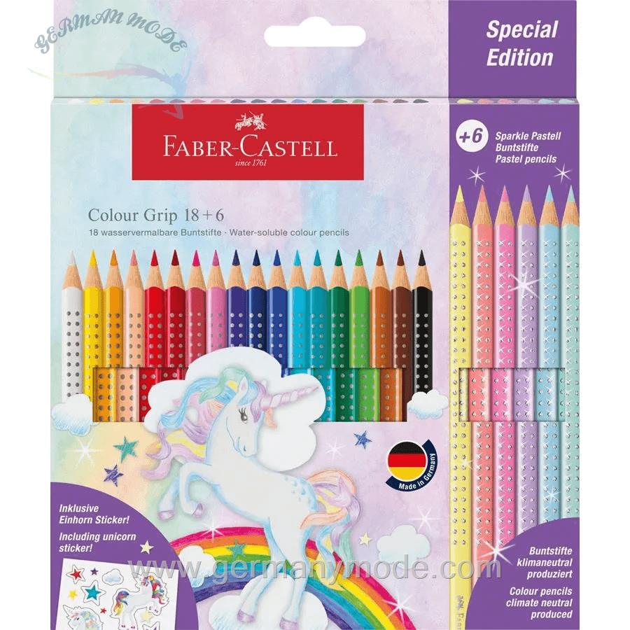 مداد رنگی 18 رنگ 6 رنگ براق فابرکاستل آلمان FABER CASTELL Buntstift Colour Grip Einhorn 18 6