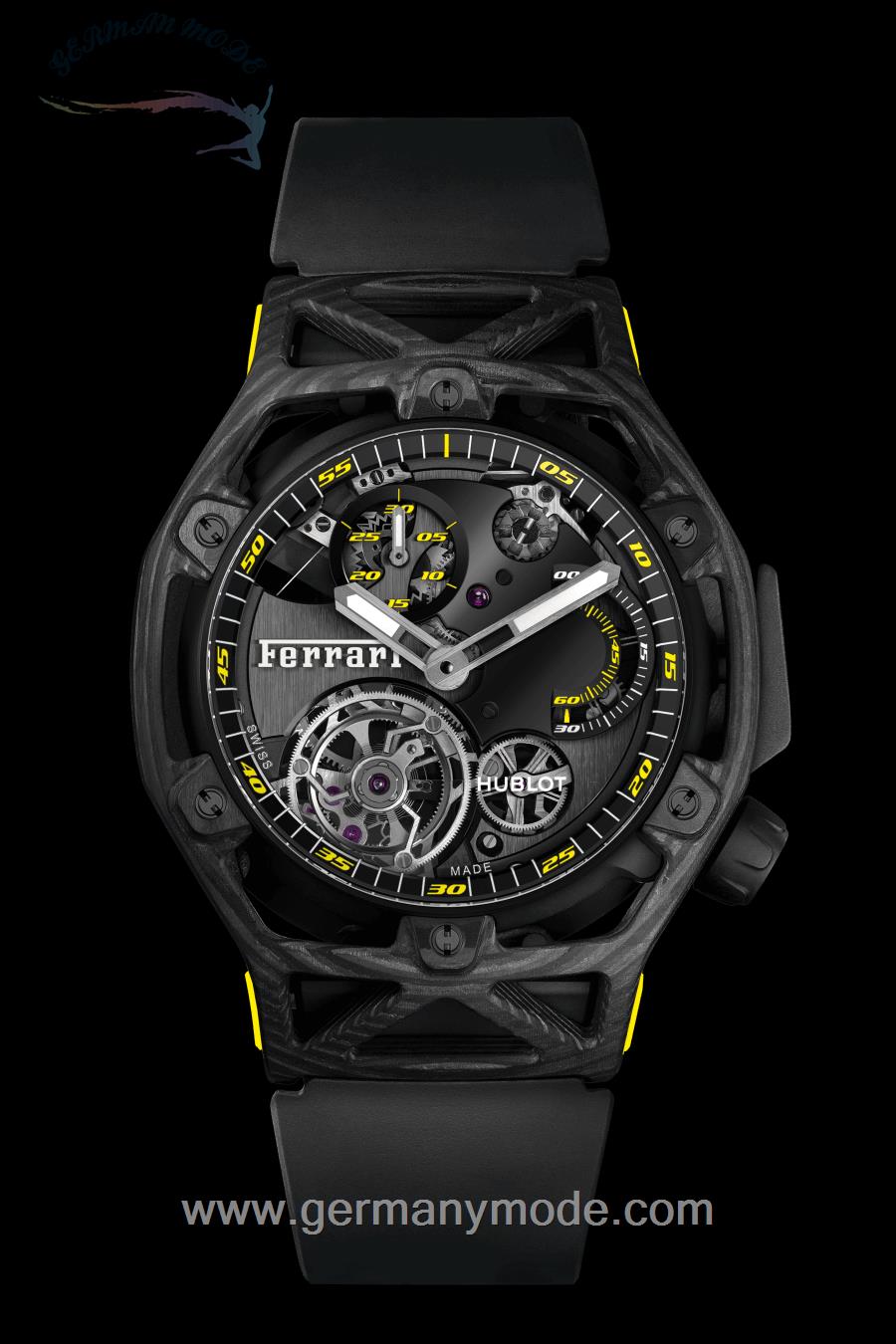 ساعت مچی مردانه هابلوت سوئیس HUBLOT TECHFRAME FERRARI TOURBILLON 45MM
