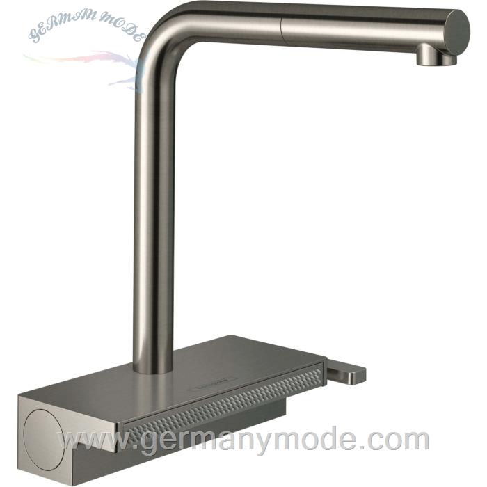 شیر مخلوط ظرفشویی پایه مغناطیسی هانس گروهه آلمان Hansgrohe Aquno select M81 Einhebel Küchenmischer 250 Ausziehauslauf 2jet 73836 Edelstahl Finish 73836800